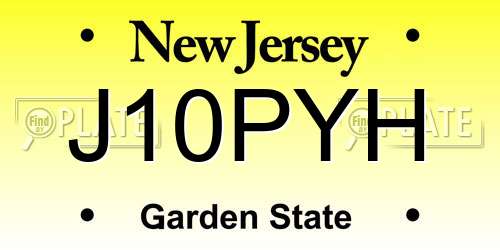 J10PYH New Jersey License Plate