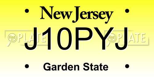 J10PYJ New Jersey License Plate