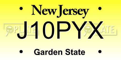 J10PYX New Jersey License Plate