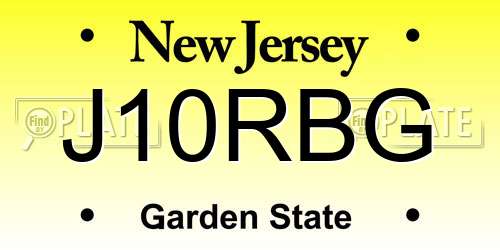 J10RBG New Jersey License Plate