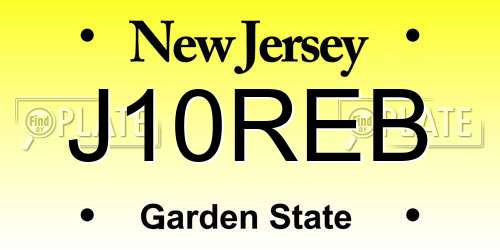 J10REB New Jersey License Plate