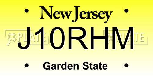 J10RHM New Jersey License Plate