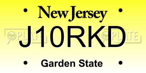 J10RKD New Jersey License Plate