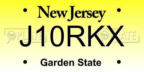 J10RKX New Jersey License Plate