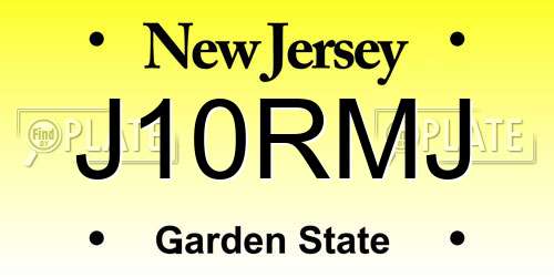 J10RMJ New Jersey License Plate