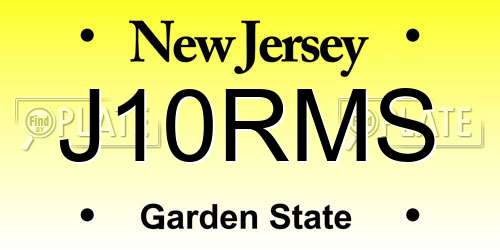 J10RMS New Jersey License Plate