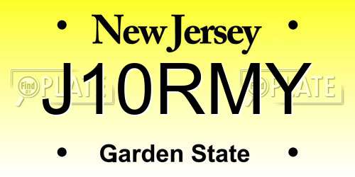 J10RMY New Jersey License Plate