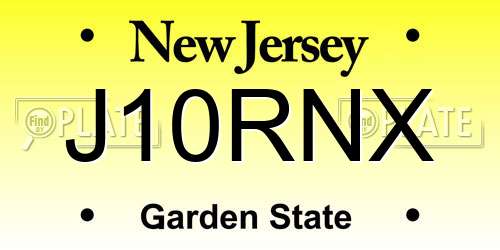 J10RNX New Jersey License Plate