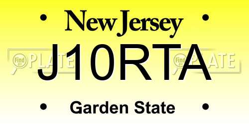 J10RTA New Jersey License Plate