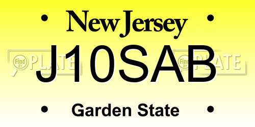 J10SAB New Jersey License Plate