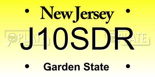 J10SDR New Jersey License Plate