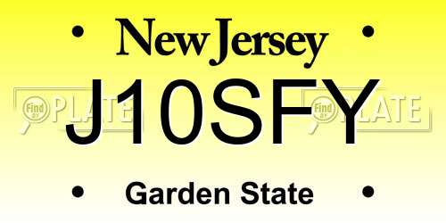 J10SFY New Jersey License Plate