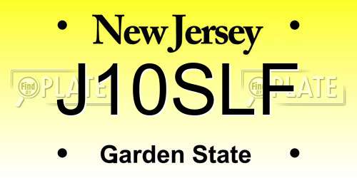 J10SLF New Jersey License Plate