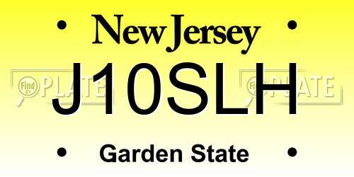 J10SLH New Jersey License Plate