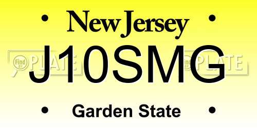 J10SMG New Jersey License Plate