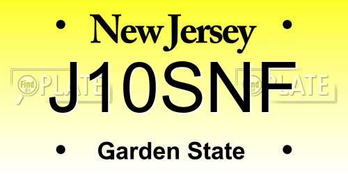 J10SNF New Jersey License Plate