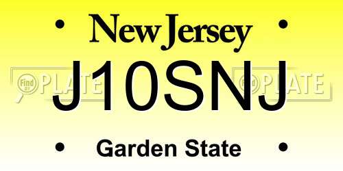J10SNJ New Jersey License Plate
