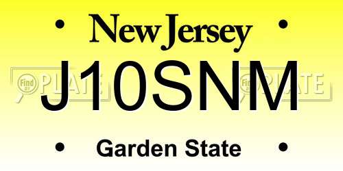 J10SNM New Jersey License Plate