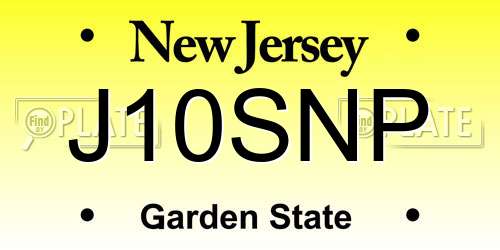 J10SNP New Jersey License Plate