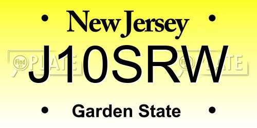 J10SRW New Jersey License Plate