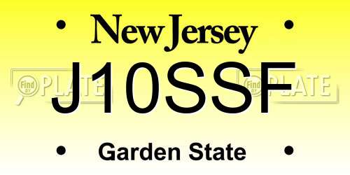 J10SSF New Jersey License Plate