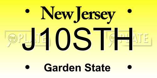 J10STH New Jersey License Plate
