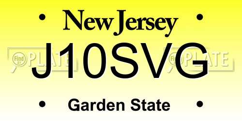 J10SVG New Jersey License Plate