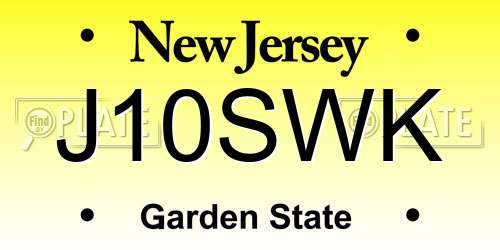 J10SWK New Jersey License Plate