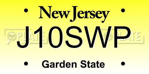 J10SWP New Jersey License Plate