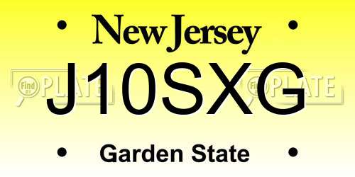 J10SXG New Jersey License Plate