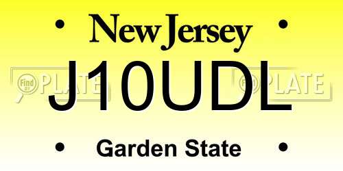 J10UDL New Jersey License Plate