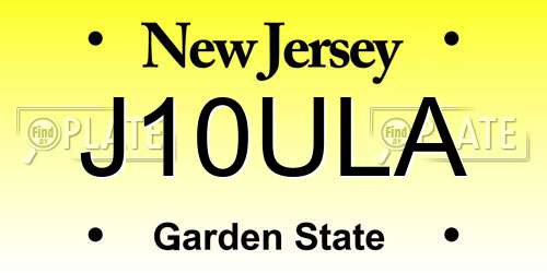 J10ULA New Jersey License Plate