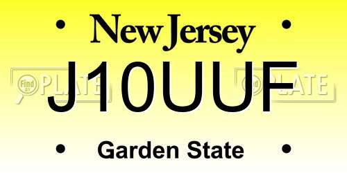 J10UUF New Jersey License Plate