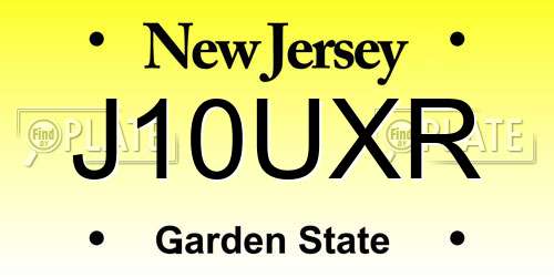 J10UXR New Jersey License Plate