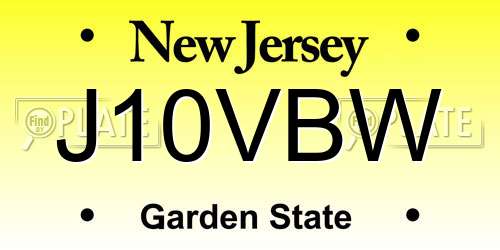 J10VBW New Jersey License Plate