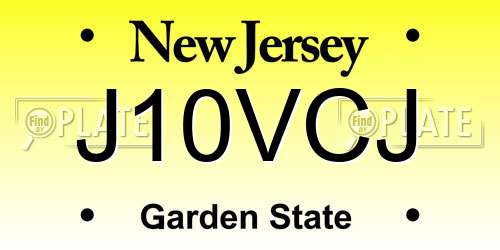 J10VCJ New Jersey License Plate