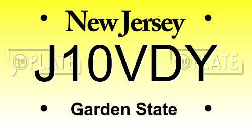 J10VDY New Jersey License Plate