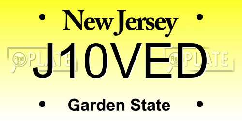 J10VED New Jersey License Plate