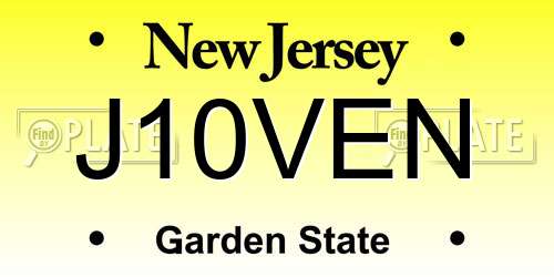 J10VEN New Jersey License Plate