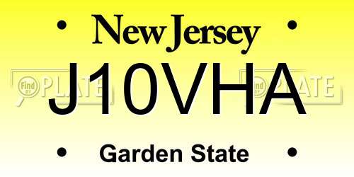 J10VHA New Jersey License Plate