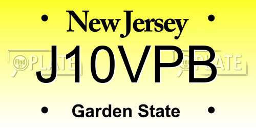 J10VPB New Jersey License Plate