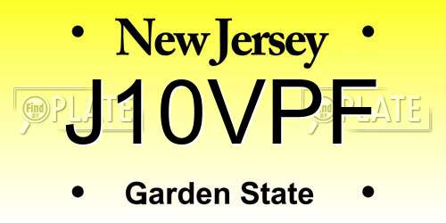 J10VPF New Jersey License Plate