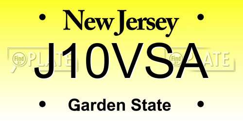 J10VSA New Jersey License Plate
