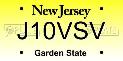 J10VSV New Jersey License Plate