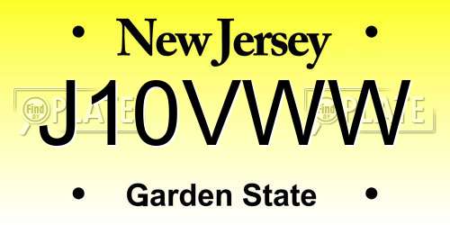 J10VWW New Jersey License Plate