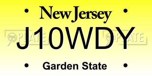 J10WDY New Jersey License Plate