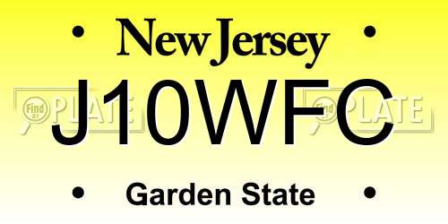 J10WFC New Jersey License Plate