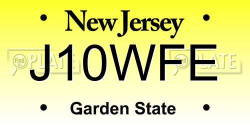 J10WFE New Jersey License Plate