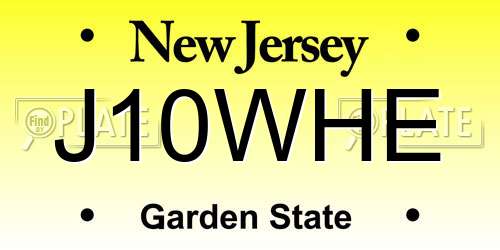 J10WHE New Jersey License Plate