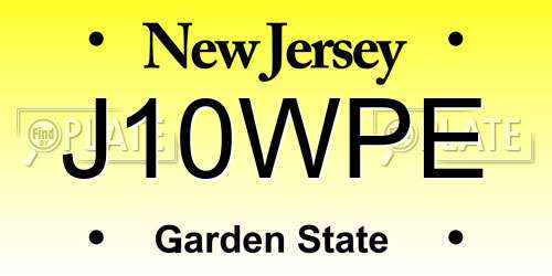 J10WPE New Jersey License Plate